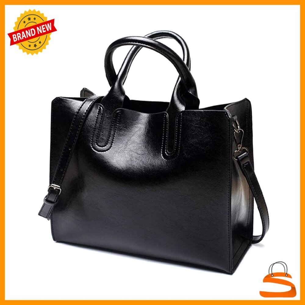 Large Waterproof Artificial Leather Tote Bag with Adjustable Shoulder Strap